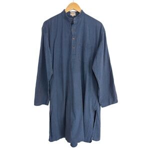 Fabindia Indigo Stripe Kurta Dress Tunic Pockets Boho Artisan Lagenlook 42 L
